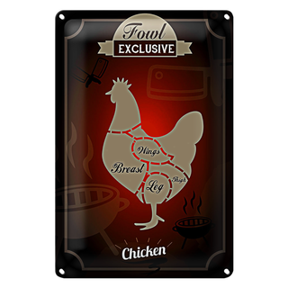 Blechschild Fleisch 20x30cm Fowl exklusive chicken