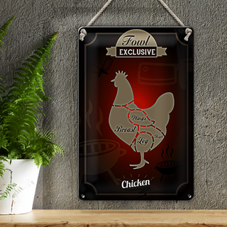 Blechschild Fleisch 20x30cm Fowl exklusive chicken