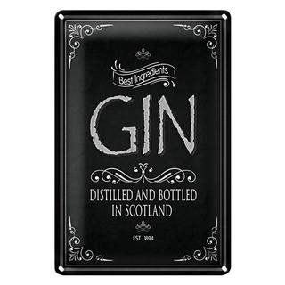 Blechschild 20x30cm Gin best ingredients scotland
