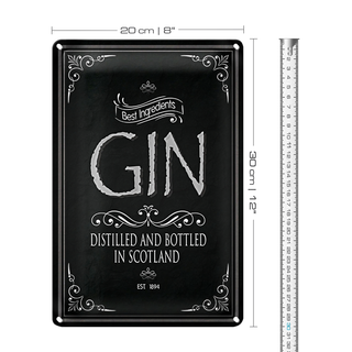 Blechschild 20x30cm Gin best ingredients scotland