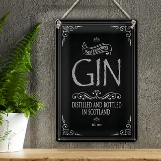 Blechschild 20x30cm Gin best ingredients scotland