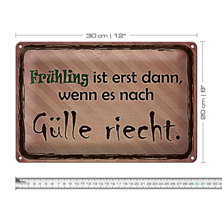 Blechschild Spruch 30x20cm Frühling ist wenn Gülle riecht