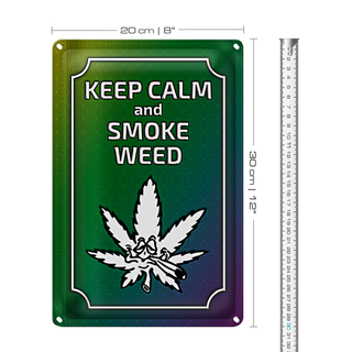 Blechschild Spruch 20x30cm keep calm and smoke weed