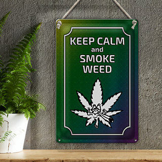 Blechschild Spruch 20x30cm keep calm and smoke weed