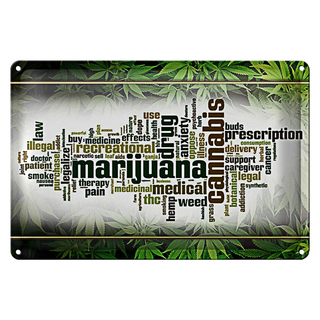 Blechschild Cannabis 30x20cm Marijuana therapy pain smoke