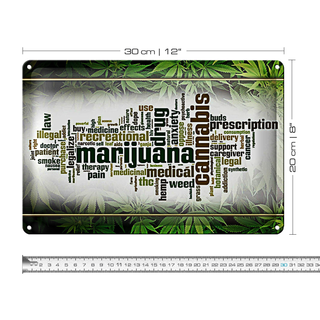 Blechschild Cannabis 30x20cm Marijuana therapy pain smoke