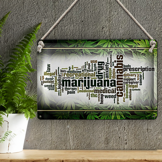 Blechschild Cannabis 30x20cm Marijuana therapy pain smoke