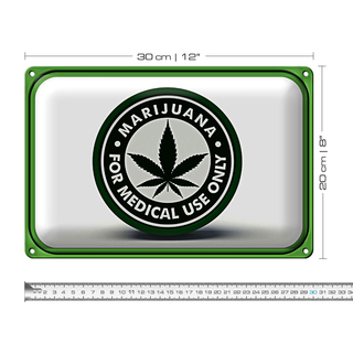 Blechschild Marijuana 30x20cm for medical use only