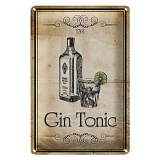 Blechschild 20x30cm 1761 Gin tonic Retro