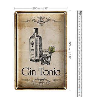 Blechschild 20x30cm 1761 Gin tonic Retro