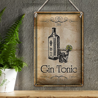 Blechschild 20x30cm 1761 Gin tonic Retro