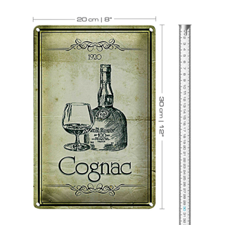 Blechschild 20x30cm 1920 Cognac Retro