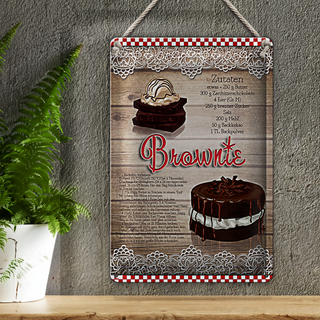 Blechschild Rezept 20x30cm Brownie Zutaten 250g Butter