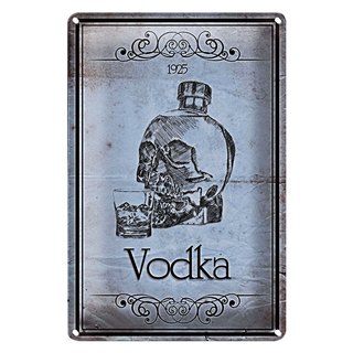 Blechschild 20x30cm 1925 Vodka Totenkopf