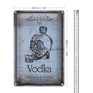 Blechschild 20x30cm 1925 Vodka Totenkopf