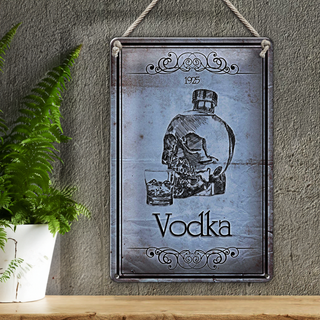 Blechschild 20x30cm 1925 Vodka Totenkopf