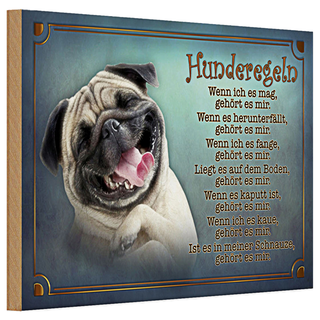 Holzschild Spruch 30x20cm Hunderegeln wenn ich es mag