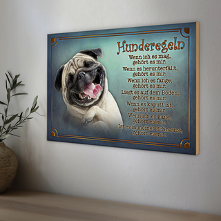 Holzschild Spruch 30x20cm Hunderegeln wenn ich es mag