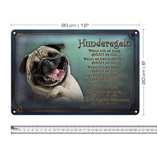 Blechschild Spruch 30x20cm Hunderegeln wenn ich es mag
