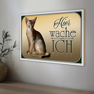 Holzschild Katze 30x20cm Abessinier Katze hier wache ich