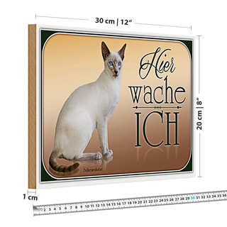 Holzschild Katze 30x20cm Balinesenkatze hier wache ich