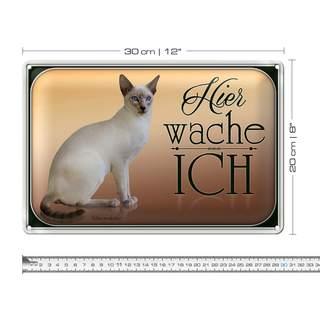 Blechschild Katze 30x20cm Balinesenkatze hier wache ich