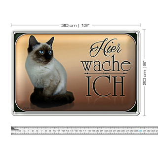 Blechschild Katze 30x20cm Birma Katze hier wache ich
