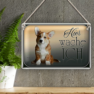 Blechschild Hund 30x20cm Chihuahua hier wache ich