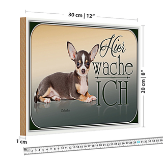 Holzschild Hund 30x20cm Welsh Corgi hier wache ich