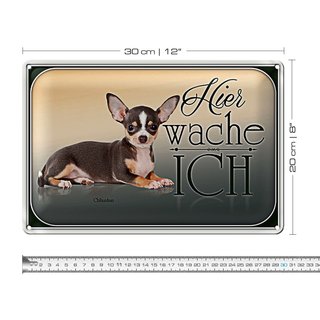 Blechschild Hund 30x20cm Welsh Corgi hier wache ich