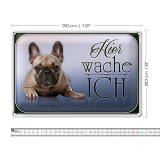 Blechschild Hund 30x20cm Französische Bulldogge hier