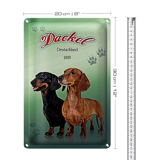 Blechschild Hund 20x30cm Dackel Deutschland 1888