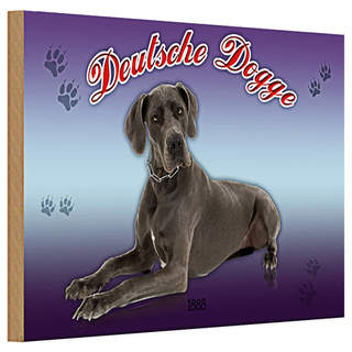 Holzschild Hund 30x20cm Deutsche Dogge 1888