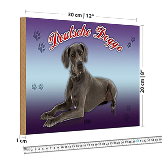 Holzschild Hund 30x20cm Deutsche Dogge 1888
