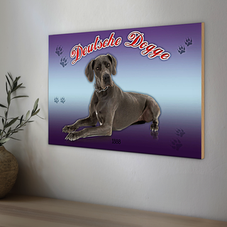 Holzschild Hund 30x20cm Deutsche Dogge 1888