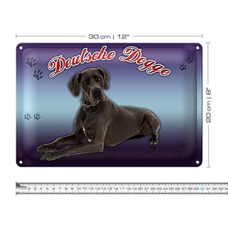 Blechschild Hund 30x20cm Deutsche Dogge 1888