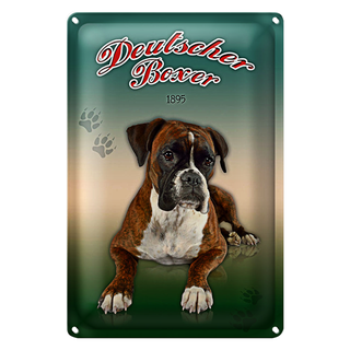 Blechschild Hund 20x30cm Deutscher Boxer 1895