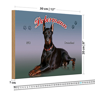 Holzschild Hund 30x20cm Dobermann 1850 Deutschland