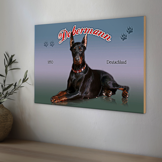 Holzschild Hund 30x20cm Dobermann 1850 Deutschland