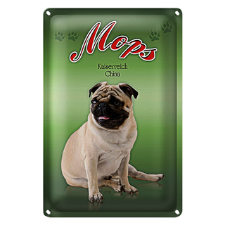 Blechschild Hund 20x30cm Mops Kaiserreich China