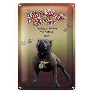 Blechschild Hund 20x30cm Pit Bull Terrier Amerika 1898
