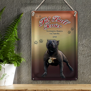 Blechschild Hund 20x30cm Pit Bull Terrier Amerika 1898