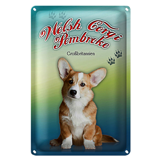 Blechschild Hund 20x30cm Welsh Corgi Pembroke