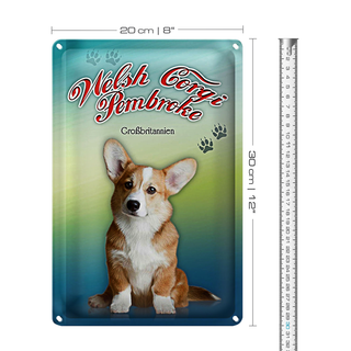 Blechschild Hund 20x30cm Welsh Corgi Pembroke