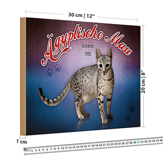 Holzschild Katze 30x20cm Ägyptische Mau Schweiz 1988