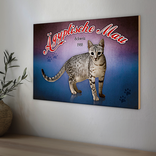 Holzschild Katze 30x20cm Ägyptische Mau Schweiz 1988