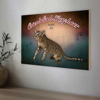 Holzschild Katze 30x20cm Orientalisch Kurzhaar England