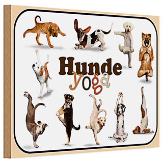 Holzschild 30x20cm  Hunde Yoga Wanddeko Dekoration