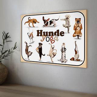 Holzschild 30x20cm  Hunde Yoga Wanddeko Dekoration