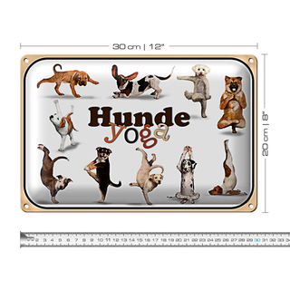 Blechschild 30x20cm  Hunde Yoga Wanddeko Dekoration